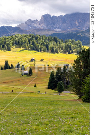 Dolomites Alpe di Siusi, Italy landscape, autumn Dolomites Alpe di Siusi, Italy landscape, autumn 124842751