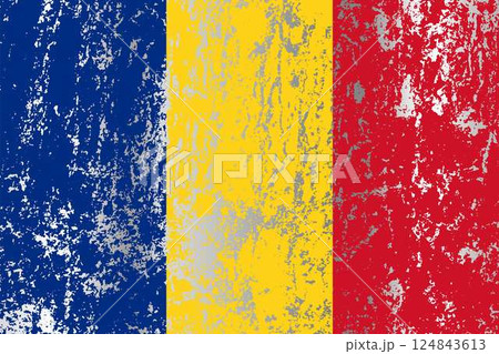 Romania flag with grunge effect. 124843613