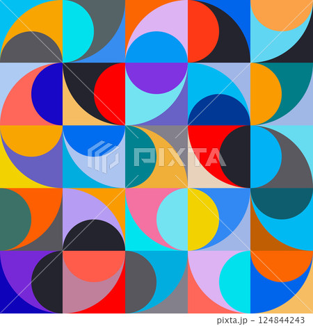 Bauhaus, geometric seamless pattern with elements of primitive shapes 124844243