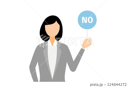 ビジネススーツを着たビジネスウーマンノーの棒を持つシンプルなイラスト ビジネススーツを着たビジネスウーマンノーの棒を持つシンプルなイラスト 124844272
