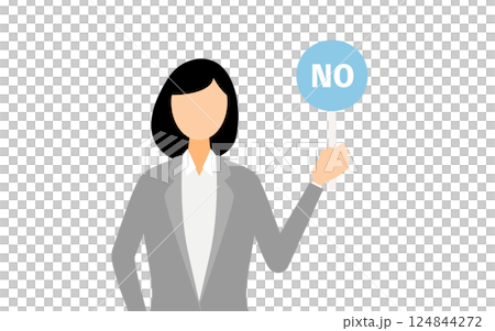 ビジネススーツを着たビジネスウーマンノーの棒を持つシンプルなイラスト ビジネススーツを着たビジネスウーマンノーの棒を持つシンプルなイラスト 124844272