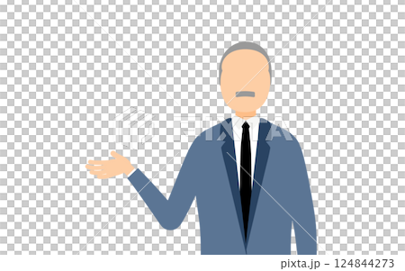ビジネススーツを着たビジネスマンが話しているシンプルなイラスト 124844273