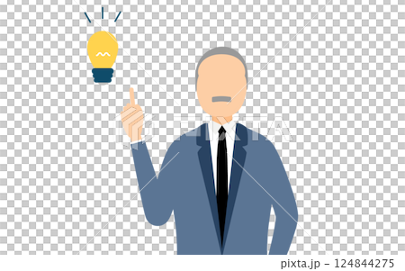 A simple illustration of a businessman in a business suit coming up with an idea 124844275