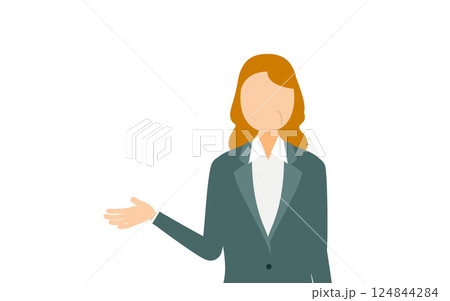 ビジネススーツを着たビジネスウーマン話しているシンプルなイラスト ビジネススーツを着たビジネスウーマン話しているシンプルなイラスト 124844284
