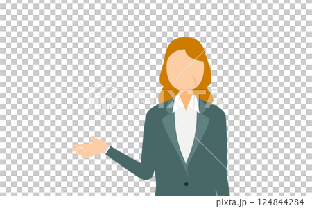 ビジネススーツを着たビジネスウーマン話しているシンプルなイラスト ビジネススーツを着たビジネスウーマン話しているシンプルなイラスト 124844284