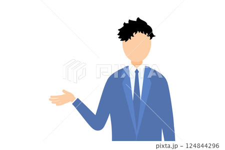 ビジネススーツを着たビジネスマンが話しているシンプルなイラスト 124844296