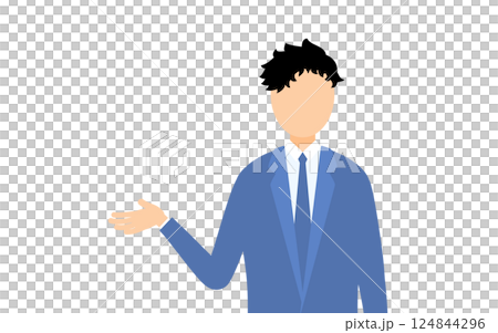ビジネススーツを着たビジネスマンが話しているシンプルなイラスト 124844296