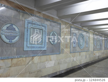 sculpture of wall in Alisher Navoiy.Tashkent metro built in the former USSR, and  the first metro in Central asia 124844526