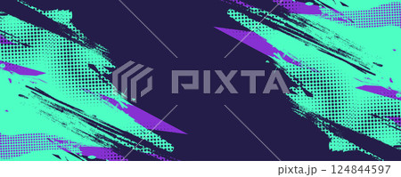 Abstract Sport Background with Cyan and Purple Brush Strokes and Halftone Style Abstract Sport Background with Cyan and Purple Brush Strokes and Halftone Style 124844597