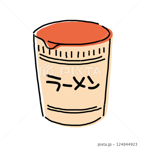 シンプルなカップ麺をイメージしたイラスト素材 シンプルなカップ麺をイメージしたイラスト素材 124844923
