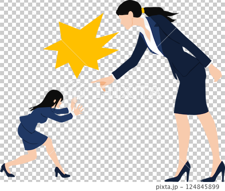 Illustration of a businesswoman receiving power harassment 124845899