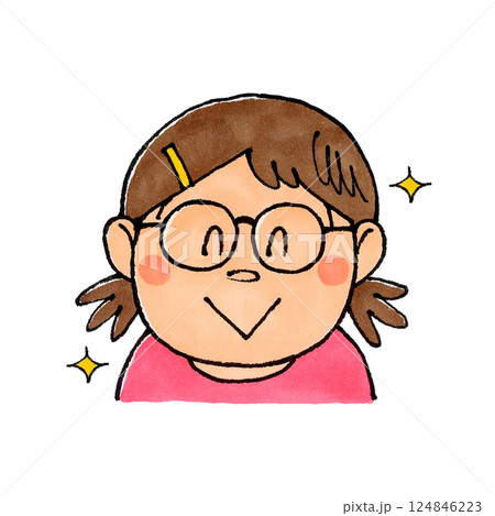 メガネをかける女の子のイラスト素材 [124846223] - PIXTA