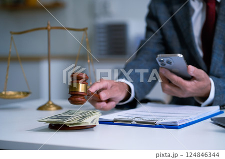 Government officials receiving bribe money from business man the concept of corruption and anti bribery. 124846344