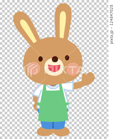 Cute rabbit character apron staff clerk Cute rabbit character apron staff clerk 124847028