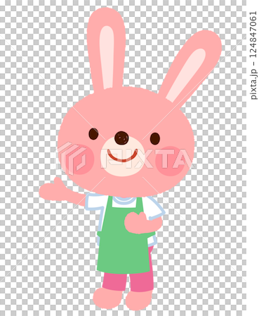 可愛兔子人物圍裙職員 124847061