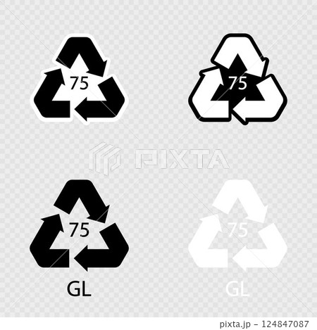 Low Lead Glass. Glass recycling code 75 GL set. Low Lead Glass. Glass recycling code 75 GL set. 124847087