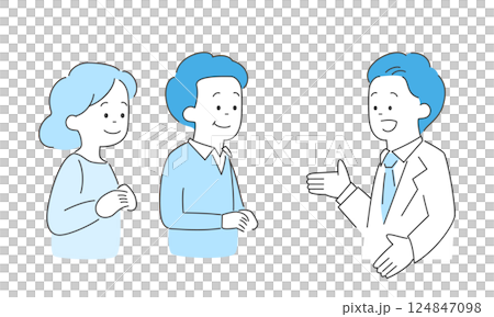 Doctor giving explanation Family listening Illustration Vector 124847098