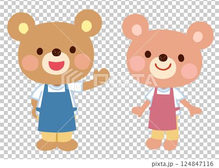 Cute bear character apron staff clerk Cute bear character apron staff clerk 124847116