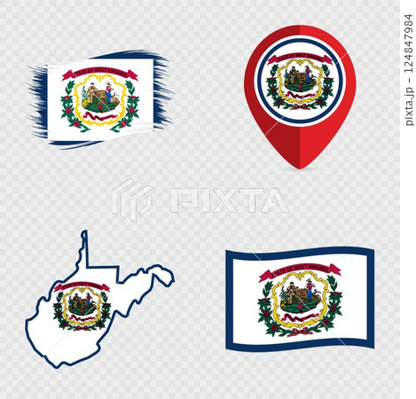 West Virginia State Flag Icon Set. 124847984