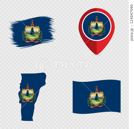 Vermont State Flag Icon Set. 124847990