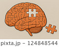 Brain shaped puzzle with missing piece symbolizes problem solving and mental health awareness 124848544