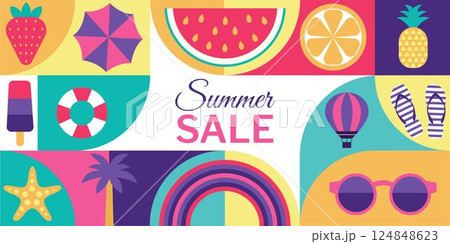 Summer Sale.Geometric pattern concept for website design,background,social media banner. Summer Sale.Geometric pattern concept for website design,background,social media banner. 124848623