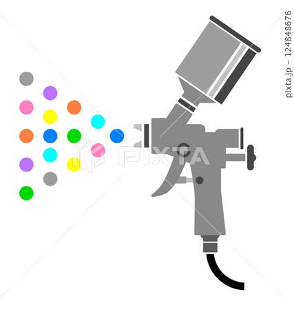 油性や水性塗料を吹き付けて塗装をするスプレー塗装のイラスト 油性や水性塗料を吹き付けて塗装をするスプレー塗装のイラスト 124848676