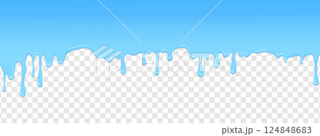Flowing blue paint fluid. Dripping blue liquid paint on transparent background. Vector illustration Flowing blue paint fluid. Dripping blue liquid paint on transparent background. Vector illustration 124848683