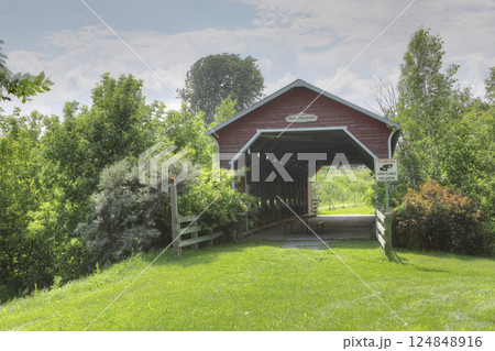 Perrault Covered Bridge in Quebec, Canada Perrault Covered Bridge in Quebec, Canada 124848916