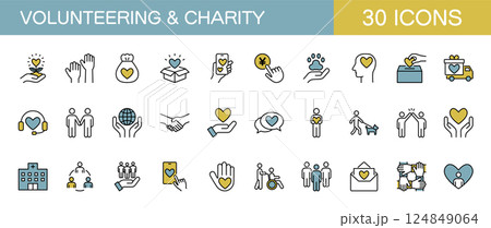 ボランティアとチャリティに関するアイコンセット　 124849064