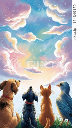 空を見上げる動物たち 空を見上げる動物たち 124849170