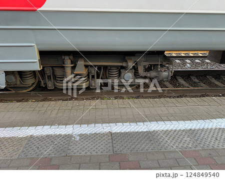 Wheels Train At A Stop On Railway 124849540