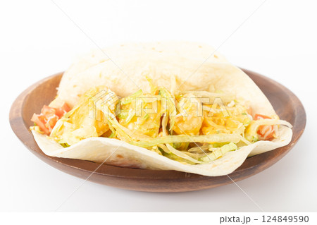 Shrimp Tacos on a White Background 124849590
