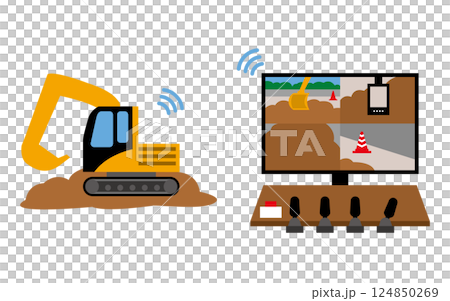 Construction DX illustration remote control Construction DX illustration remote control 124850269