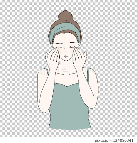 正在洗臉的女人 124850341