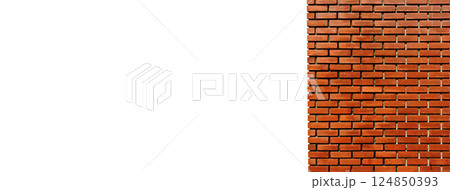 Red brick wall corner. Red brick wall photo, isolated on white background. Red brick wall corner. Red brick wall photo, isolated on white background. 124850393