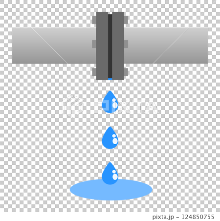 Illustration of a flange leaking due to a fault in piping or water pipes Illustration of a flange leaking due to a fault in piping or water pipes 124850755
