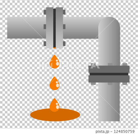 由於管道或水管故障導致法蘭洩漏的圖示 124850759