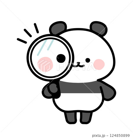 虫眼鏡を持って調査するパンダのイラスト 虫眼鏡を持って調査するパンダのイラスト 124850899