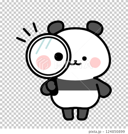 虫眼鏡を持って調査するパンダのイラスト 虫眼鏡を持って調査するパンダのイラスト 124850899