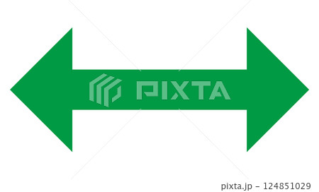 シンプルな緑色の両矢印イラスト　白背景 124851029