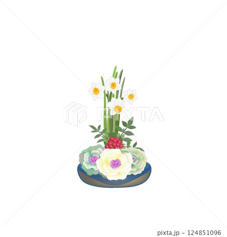 冬の生け花のイラスト 124851096