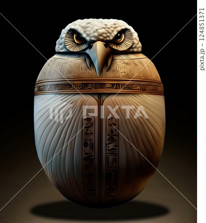 古代_エジプト_カノポス_カノプス_カノープス容器_フクロウ 124851371