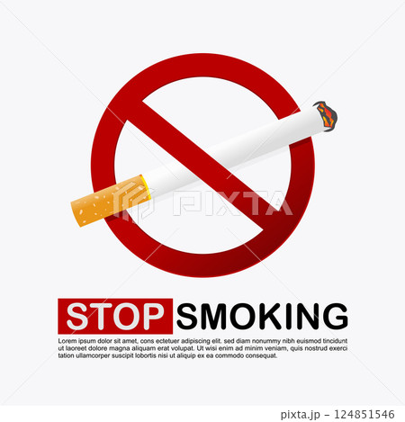 No smoking sign or icon. Ban on smoking banner for social media post No smoking sign or icon. Ban on smoking banner for social media post 124851546