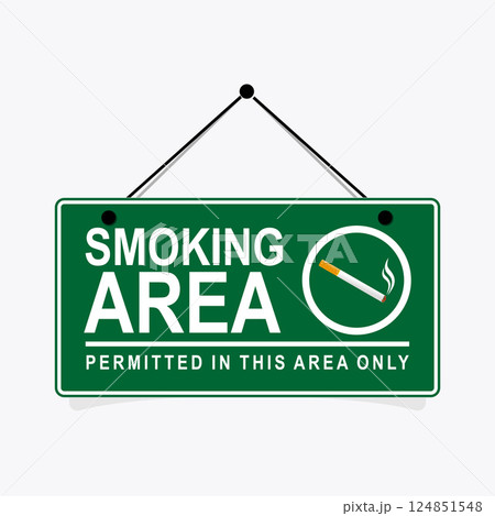 Smoking area Information sign board Smoking area Information sign board 124851548