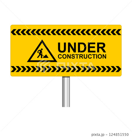 Under construction Sign board on white background Under construction Sign board on white background 124851550