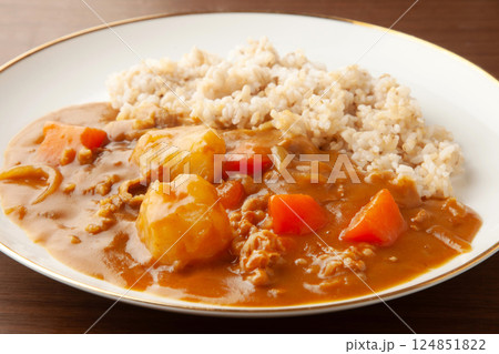 玄米ご飯のカレーライス 玄米ご飯のカレーライス 124851822