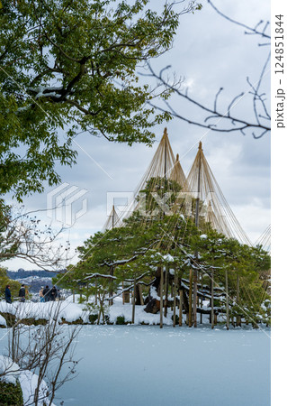 雪化粧した兼六園 124851844