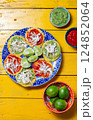 Deliciously plated tortilla fried Aztec soup with chalupas for Cinco de Mayo celebration 124852064