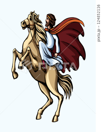 Vector drawing. Man on the horse Vector drawing. Man on the horse 124852116